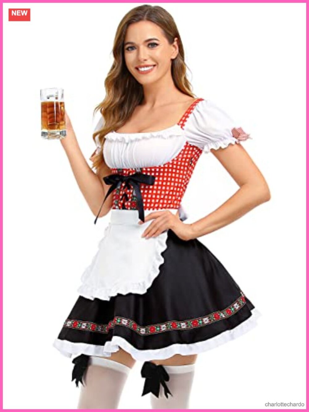 Oktoberfest Dirndl Dress 2Pc Women German Bavarian Costume Cotton Blend